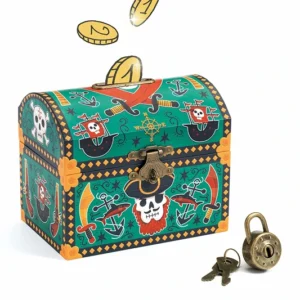 Wooden Money Box with Lock: 'Pirate Chest'