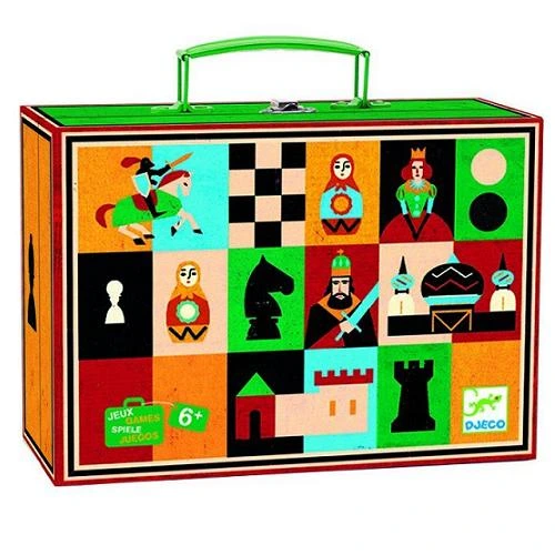 Chess and Checkers with Wooden Pieces in a Carrying Case 05225 - Image 2