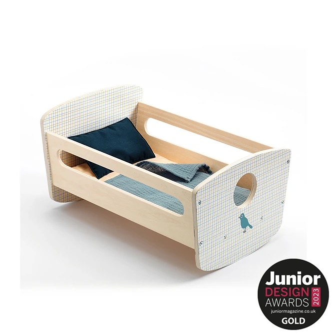 Blue Night Wooden Rocking Bed for Dolls