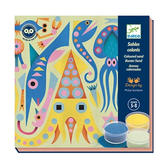 Coloring with phosphorescent sand Sea animals