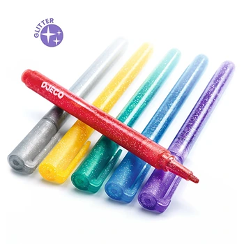 6 glitter markers in classic shades