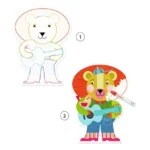 Triptych with Reusable Stickers: “Animals” 09071