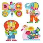 Triptych with Reusable Stickers: “Animals” 09071