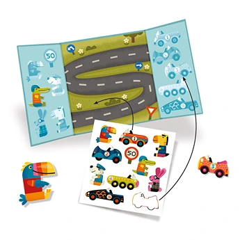 Triptych with Reusable Stickers: “Cars” 09073 - Image 2