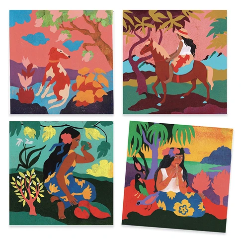 Inspired by Paul Gauguin - Watercolor painting Polynesia 09372 - Image 2