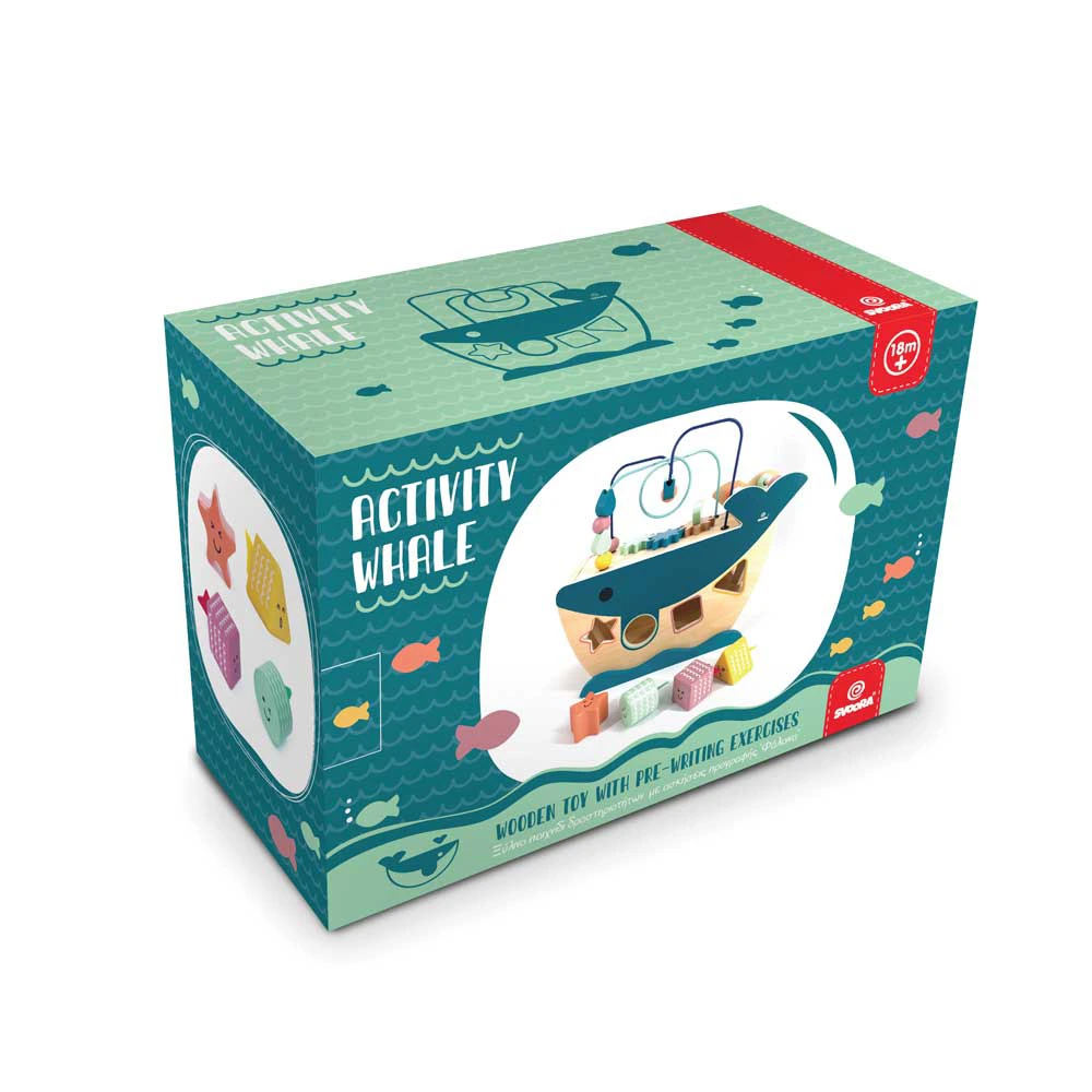 Wooden activity toy with pre-writing exercises 'Whale' 03045 - Image 4