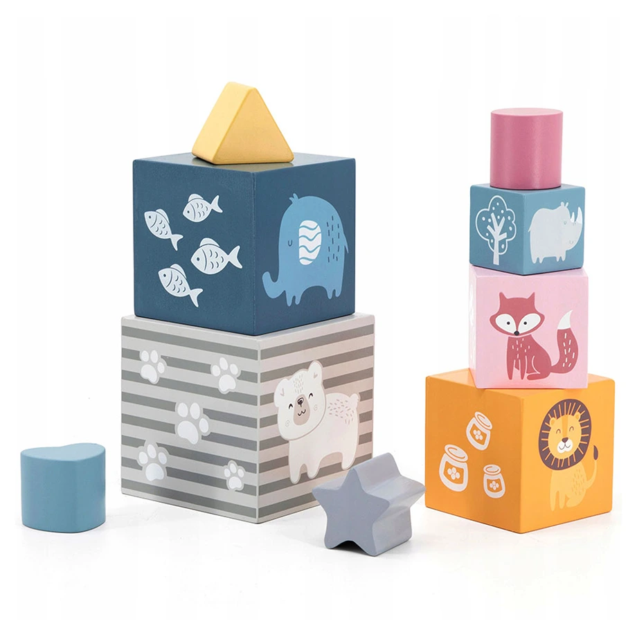 Wooden stacking cubes and shapes 44016 - Image 3