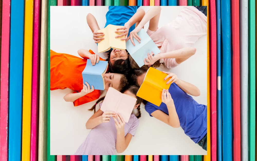kids lying down reading